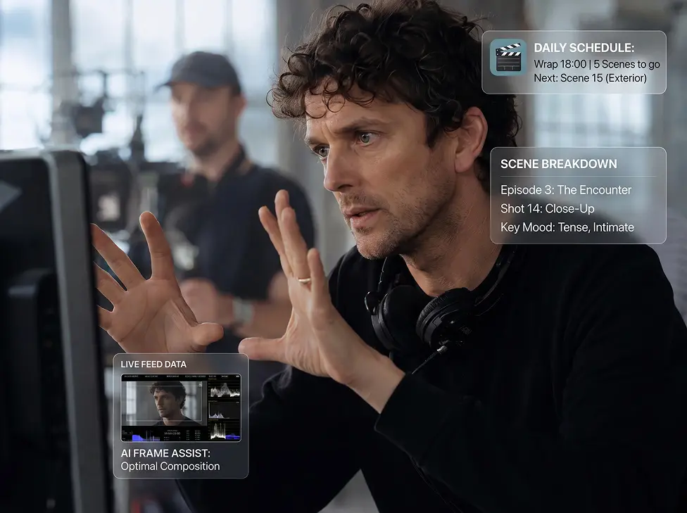 A short drama director guiding a close-up scene on set